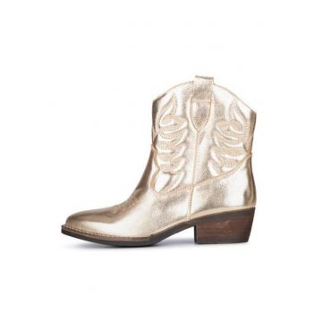 Botine cowboy din piele cu detalli brodate