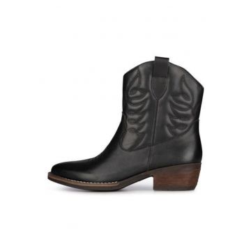 Botine cowboy din piele cu toc