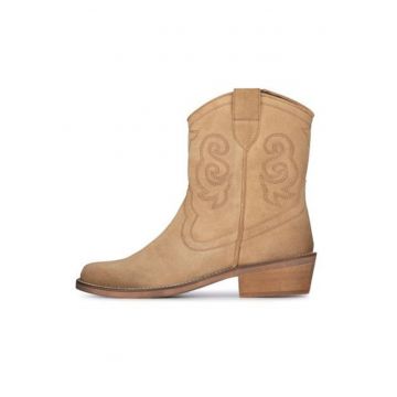 Botine Cowboy din piele intoarsa cu fermoar