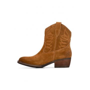 Botine cowboy din piele intoarsa cu toc