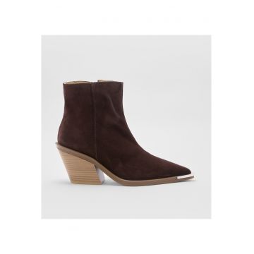 Botine cowboy din piele intoarsa  - Essence - Chocolate - Ciocolatiu