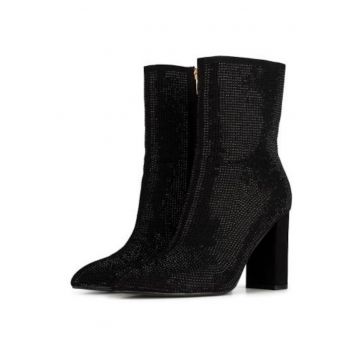 Botine cu toc din piele LAUREN