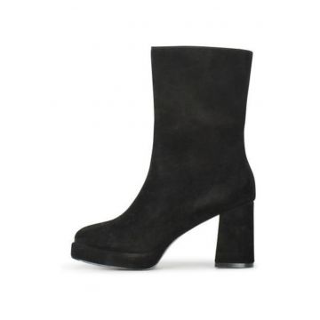 Botine cu toc masiv - din piele intoarsa LEAH