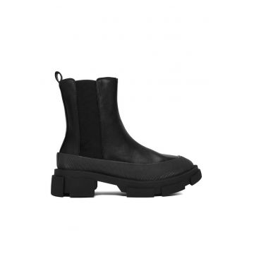 Botine dama  13059-2-BLACK - negru - material sintetic -