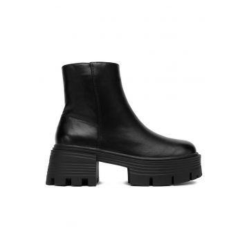 Botine dama -  clasic - negru - material textil -