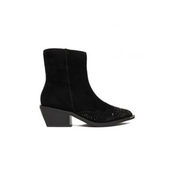 Botine dama -  Piele naturala - Negru -