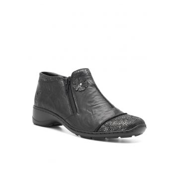 Botine dama -  piele naturala - negru 58388-01