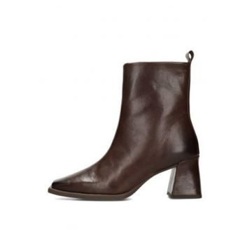 Botine din piele cu fermoar si toc inalt