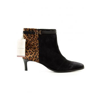 Botine din piele intoarsa cu animal print -