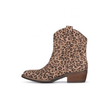 Botine din piele intoarsa cu model animal print