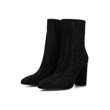 Botine din piele intoarsa cu strasuri
