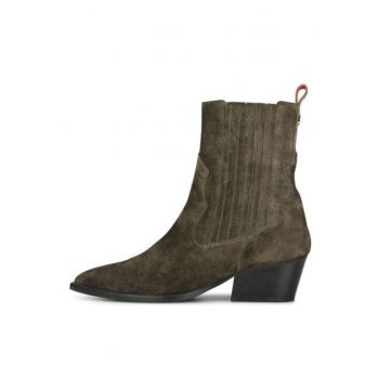 Botine din piele intoarsa cu varf ascutit
