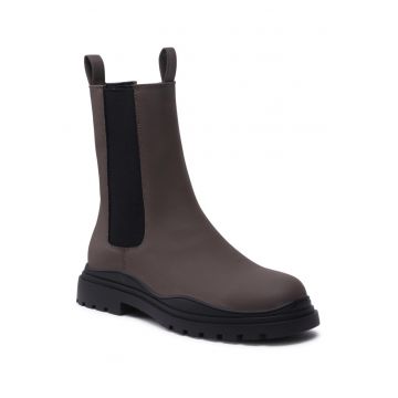 Botine femeie -  piele ecologica - verde -