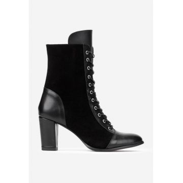 Botine negre din piele naturala pentru dama - Negru