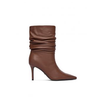 Botine slip-on din piele naturală  pentru damă - Maro