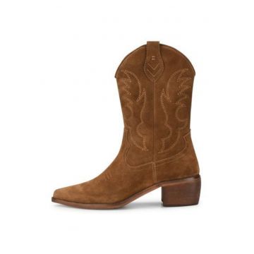 Botine tip cowboy din piele intoarsa
