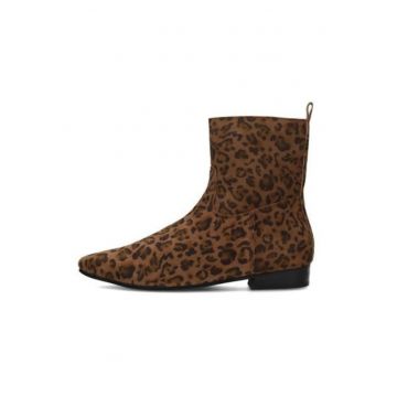 Ghete animal print din piele intoarsa Meri