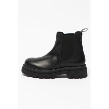 Ghete Chelsea de piele Tweed - Negru