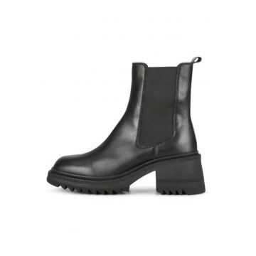 Ghete Chelsea din piele cu toc masiv