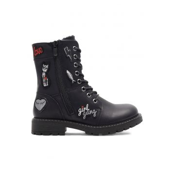 Ghete copii -  fermoar - negru - material sintetic -
