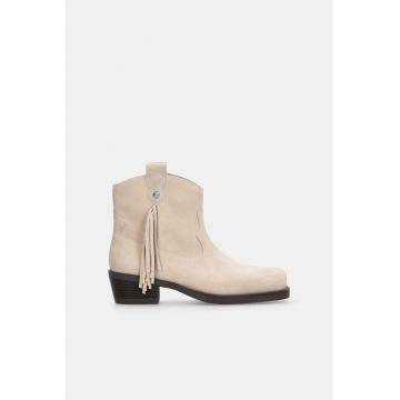 Ghete cowboy din piele intoarsa - Auriu/Bej