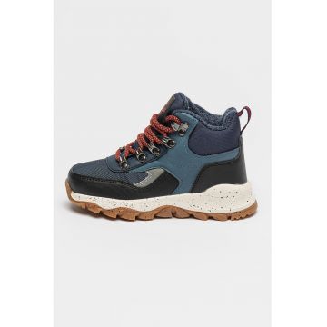 Ghete cu insertie de piele ecologica Breck - Negru/Bleumarin
