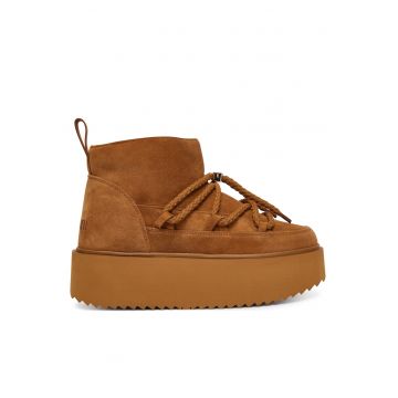 Ghete dama  Amber - piele naturala - platforma joasa - culoare maro