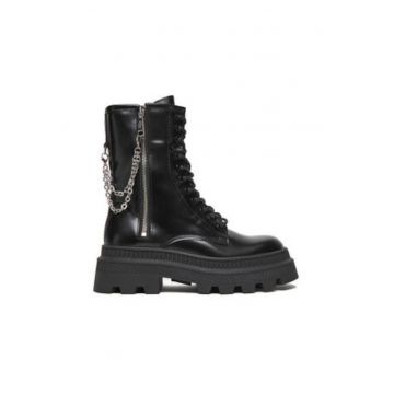 Ghete dama  EO-AMAYA-40802 - piele naturala - negru - cu fermoar