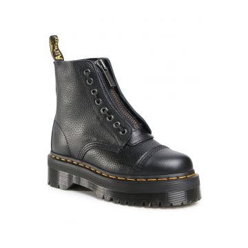 Ghete dama -  piele naturala - negru - inchidere cu fermoar -