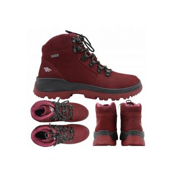 Ghete Dama Trekking  Piele Nubuc Naturala - Impermeabile - Rosu - Marime