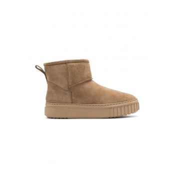 Ghete de iarna de piele intoarsa - Maro camel