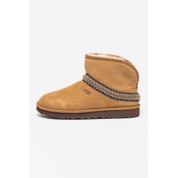 Ghete din piele intoarsa - fara inchidere Classic Mini Crescent - Caramel