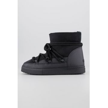 Ghete din piele intoarsa si piele - Negru