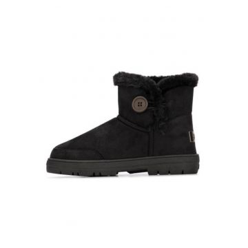 Ghete slip-on din piele intoarsa sintetica cu blana artificiala