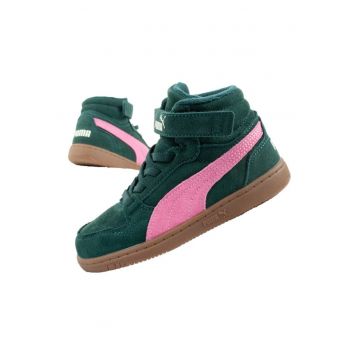 Ghete sport de iarna fete  Reb-L Mid - inchidere velcro si talpa antiderapanta - piele ecologica verde/roz -