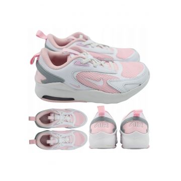 Pantofi Sport Copii -  Air Max Bolt - Plasa Respirabila si Material Sintetic - Captuseala Textila Moale - Talpa Spuma cu Insertii Cauciuc - Alb/Roz -