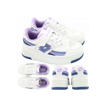 Pantofi Sport Pentru Copii -  2600160K 1055 - Material Superior Sintetic - De Inchidere Sireturi Elastice + Velcro - Talpa Cauciuc - Destinatie Incaltaminte De Zi - Pentru Copii - Multicolor - Alb