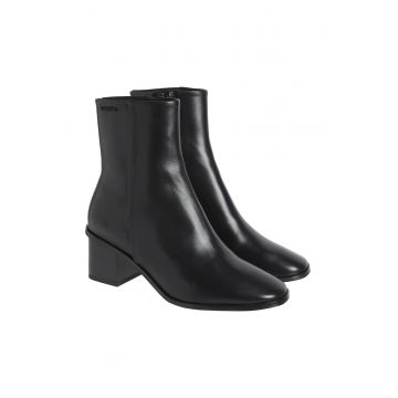 Botine cu toc dama -  clasic - piele naturala - negru