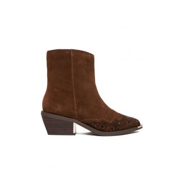 Botine dama -  cowboy - piele naturala - maro