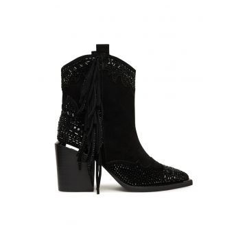 Botine dama  cowboy - piele naturala - negre -