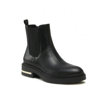 Botine dama -  piele ecologica - negru - design elegant - confortabile