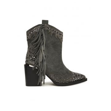 Botine dama -  piele naturala - gri