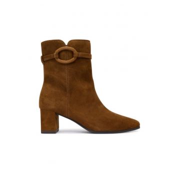 Botine dama -  piele naturala - maro - tocul tip bloc -