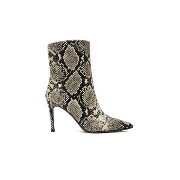 Botine dama -  piele naturala - Negru/Bej