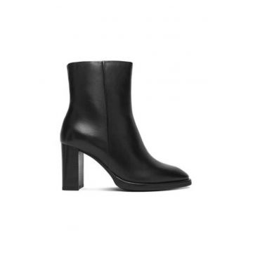 Botine dama  piele naturala - negru - cu fermoar - Negru