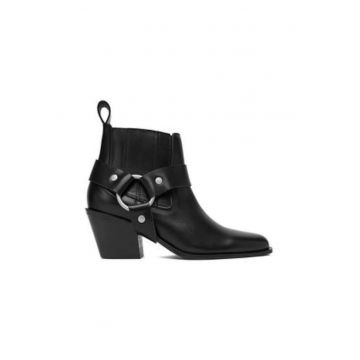 Botine dama  piele naturala - slip-on - Negru