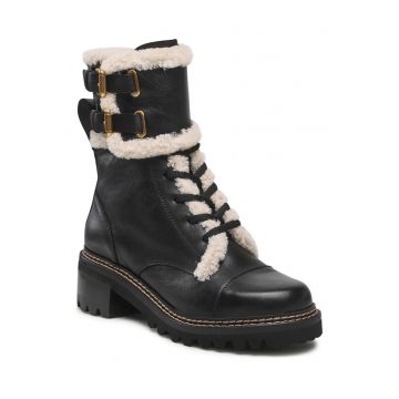 Botine dama - See By Chloe - piele naturala - negru - toc clasic - fermoar -