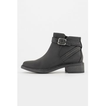 Botine de piele nabuc Maye-Strap - Negru