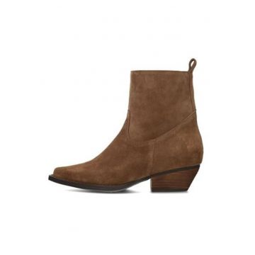 Botine din piele intoarsa cu toc cubanez Dana