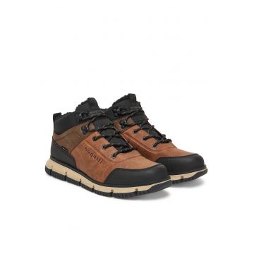 Ghete barbati  piele naturala - cognac/negru